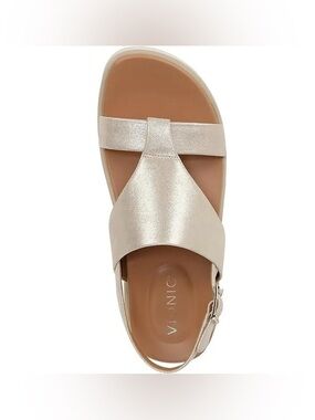 Vionic Alondra Lug Platform Sandals Gold Metallic Ankle Strap Comfort Sz 9.5